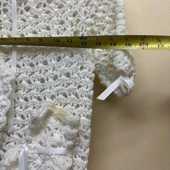 Two hand crocheted outfits with a One crocheted blanket
With a Pearl White Yarn - Picture 7 of 16